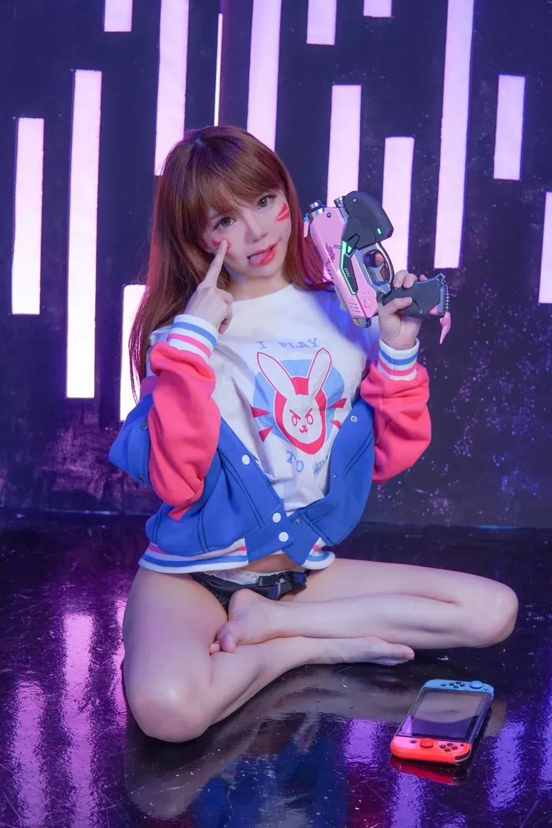 SallyDorasnow蓝粉外套兔子上衣道具枪电玩场景cosplay