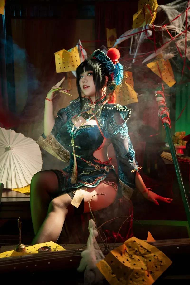 羊之甘露2B同人旗袍cosplay场景写真
