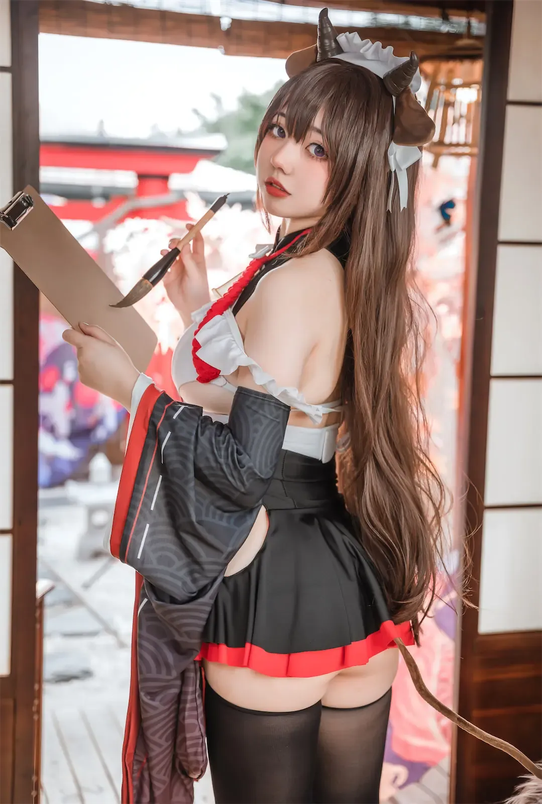 墨玉短发黑白角色服装cos写真造型
